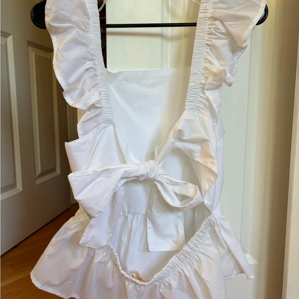 White Ruffle Sleeve Tank Top - Picture 2 of 3